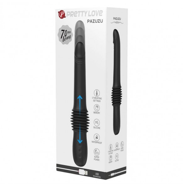 PRETTY LOVE - The Warrior Auto Thrusting Vibrators (Chargeable - Black)